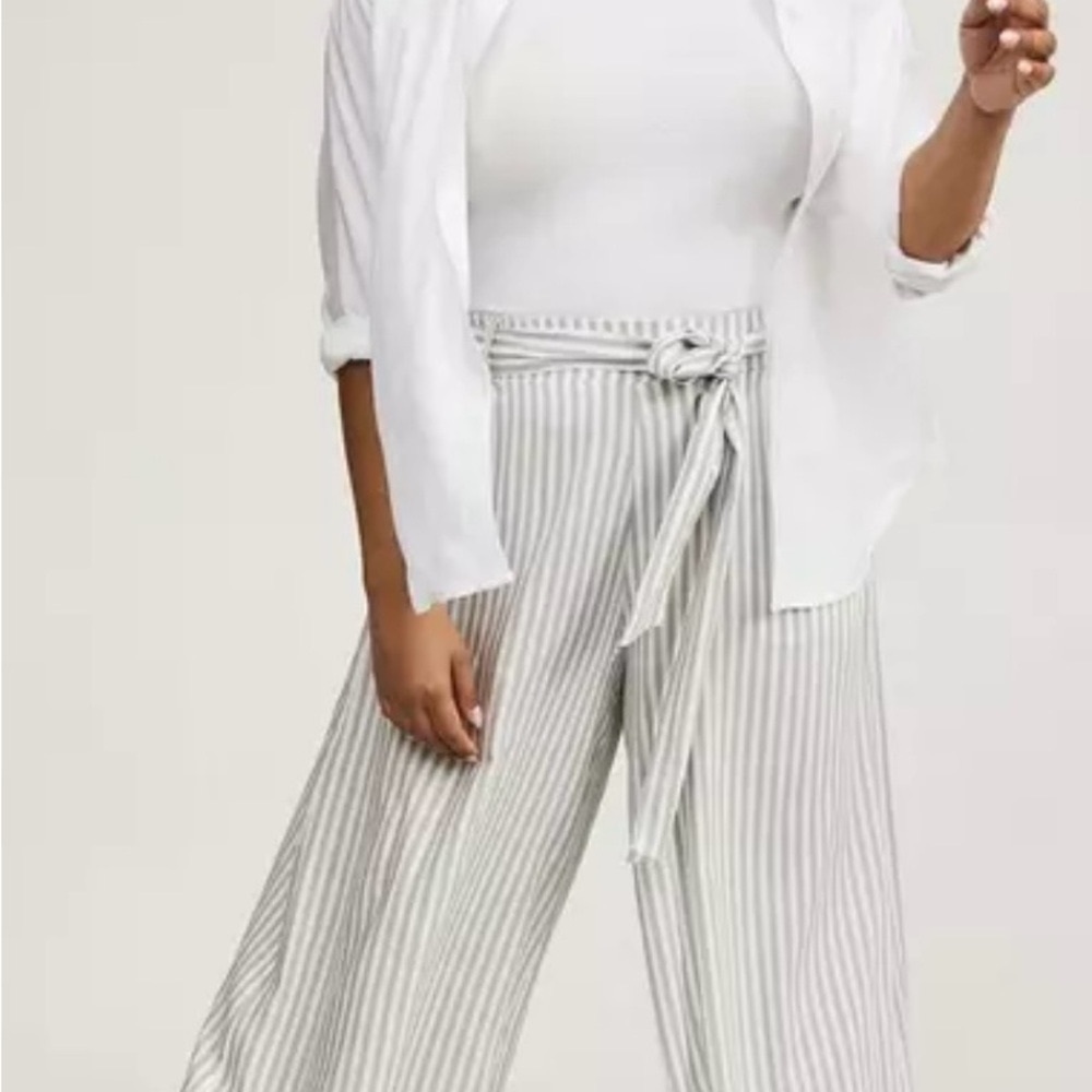 Torrid Striped Gray and White Jumpsuit